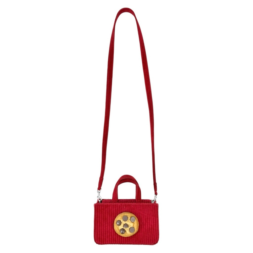 PUPPETS & PUPPETS Cookie Bag - Red Corduroy Chocolate Chip Cookie Mini Crossbody